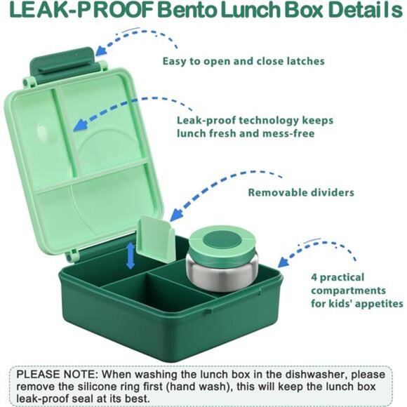 Bento Lunch Box Set for Kids with 8oz Soup Thermo, Leak-Proof Lunch Containers - Picture 5 of 7